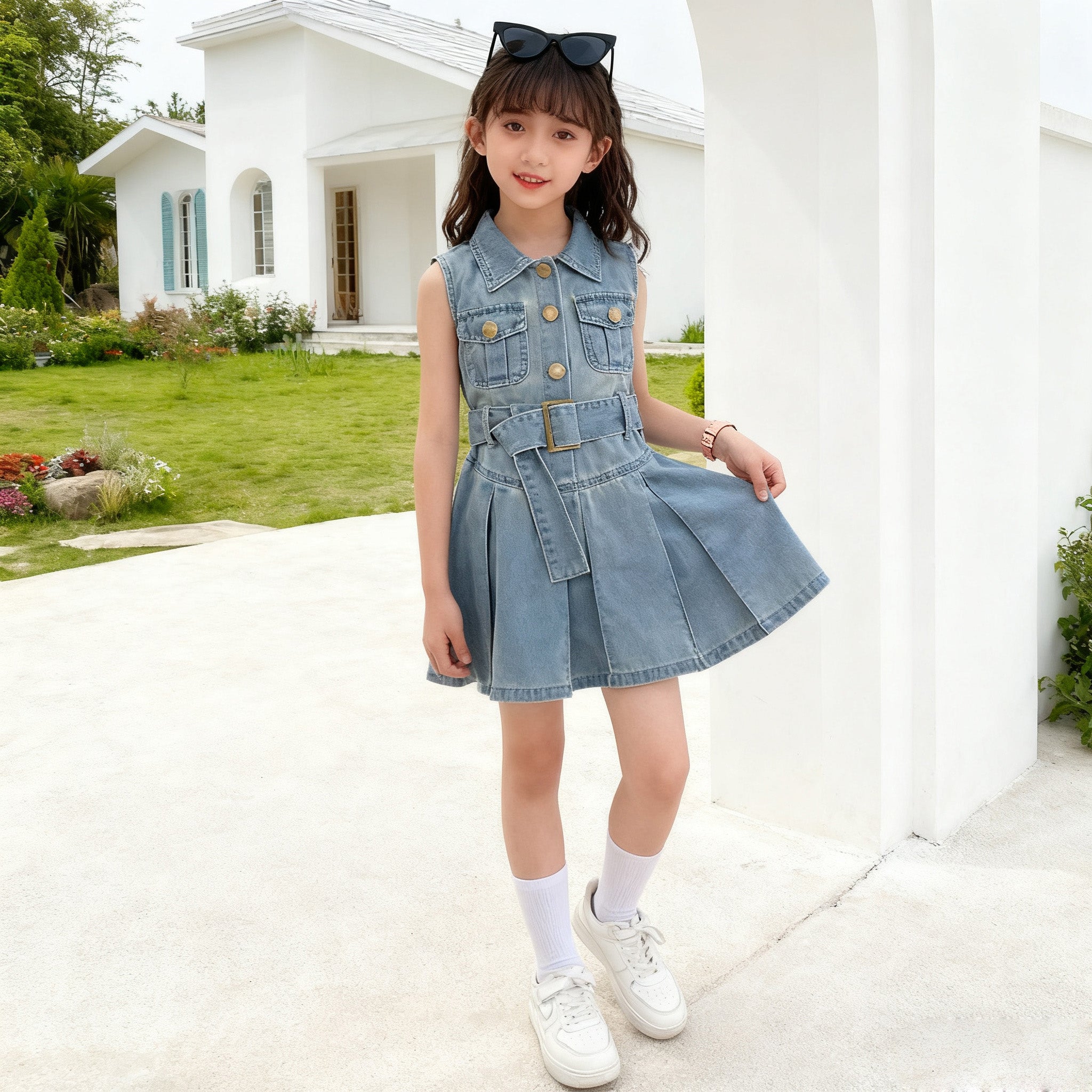 Polo Dress for Kids Girls 3-12 Years Old New Korean Style Collar Casual Birthday Party Graduation OOTD Dress for Girls