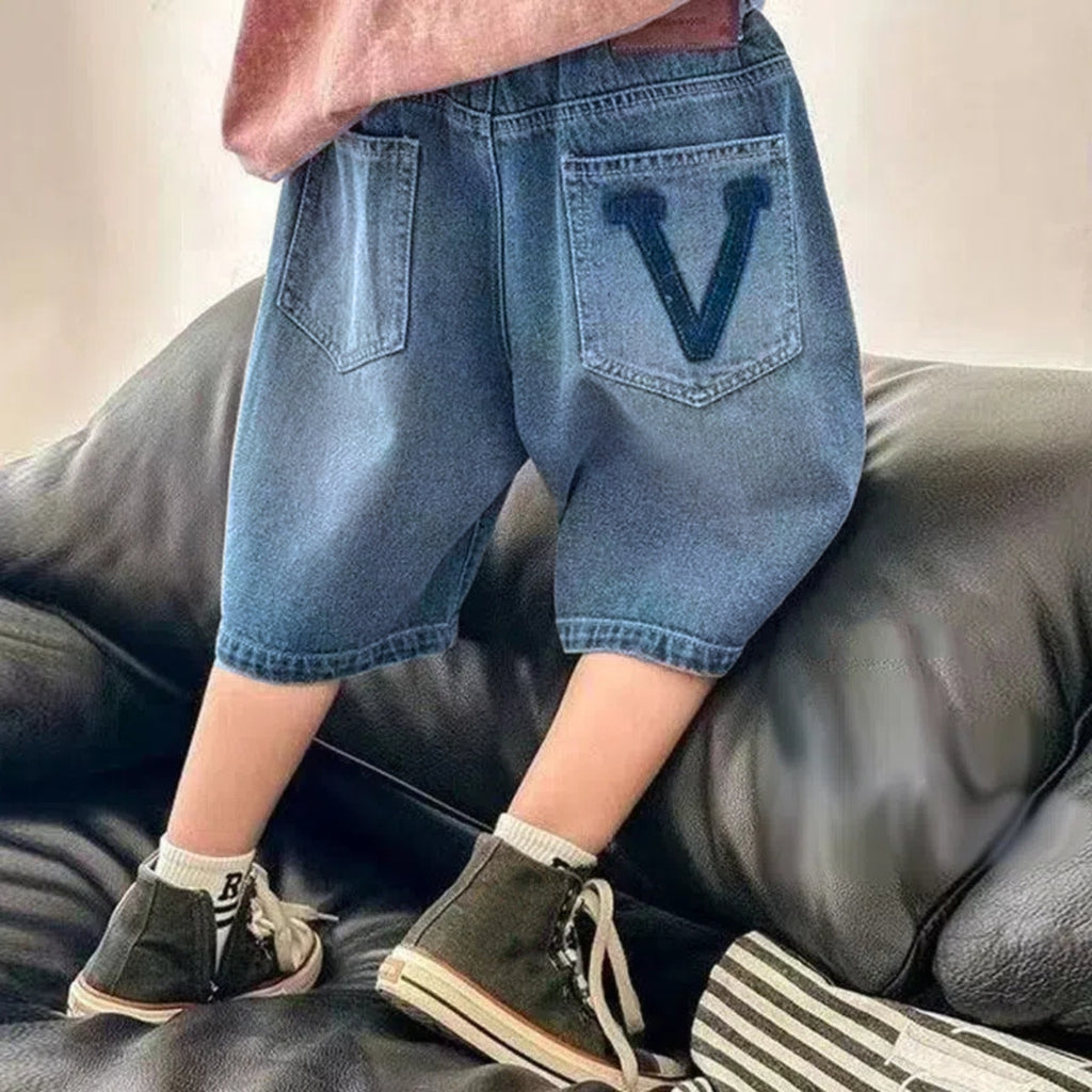 Graduation New Maong Short for Kids Boys Trendy Korean Style Jorts Casual Denim Short for Kids Boys 5-14Y