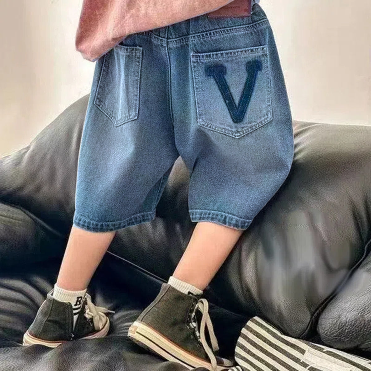 Graduation New Maong Short for Kids Boys Trendy Korean Style Jorts Casual Denim Short for Kids Boys 5-14Y