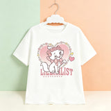 Cute Cat Bunny Printed Design T-Shirt Trendy Oversize Casual Outfit Blouse Tee for 3 to 10 Years Old Kids Girls
