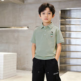 Classic Striped & Solid Color Polo Shirt Trendy Embroidered Design Formal Casual Outfit for Kids Boys